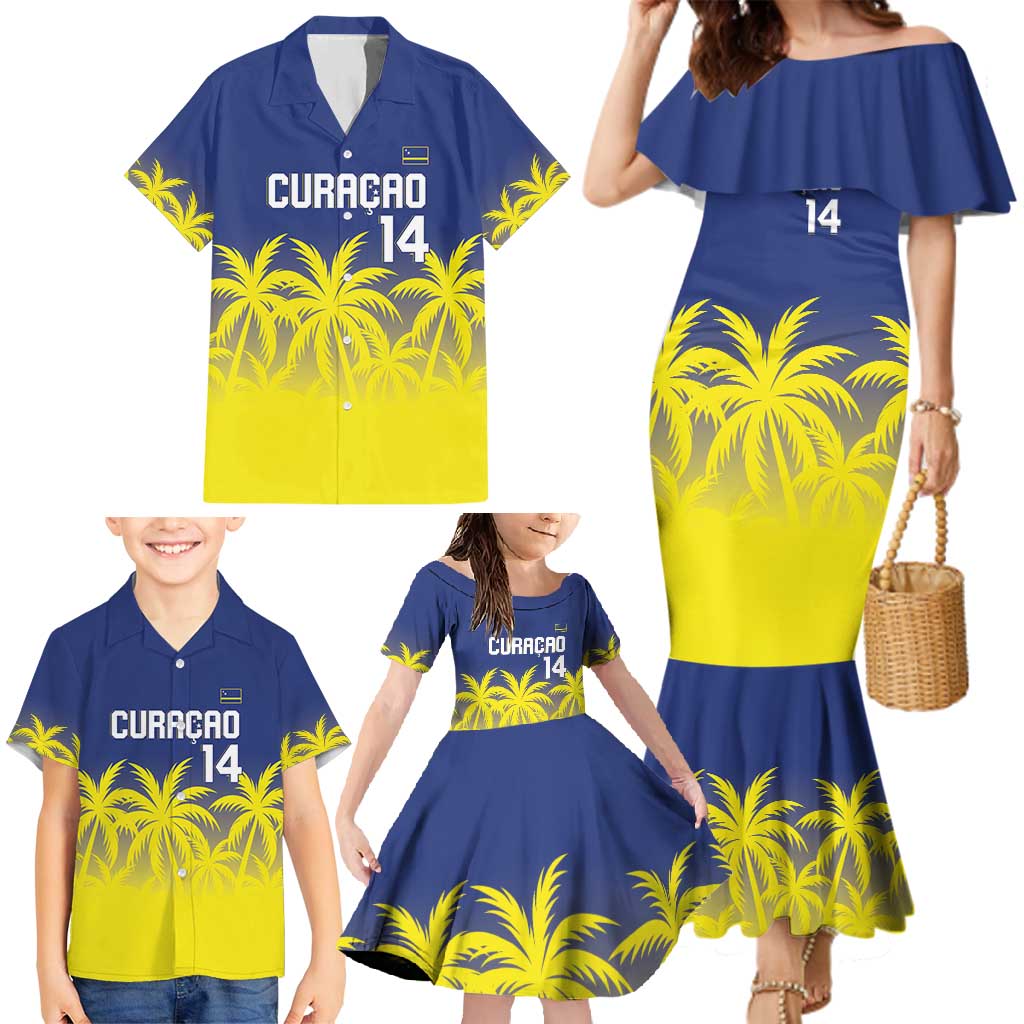 Custom Baseball Curacao Family Matching Mermaid Dress and Hawaiian Shirt 2025 Korsou de Palmbomen - Wonder Print Shop