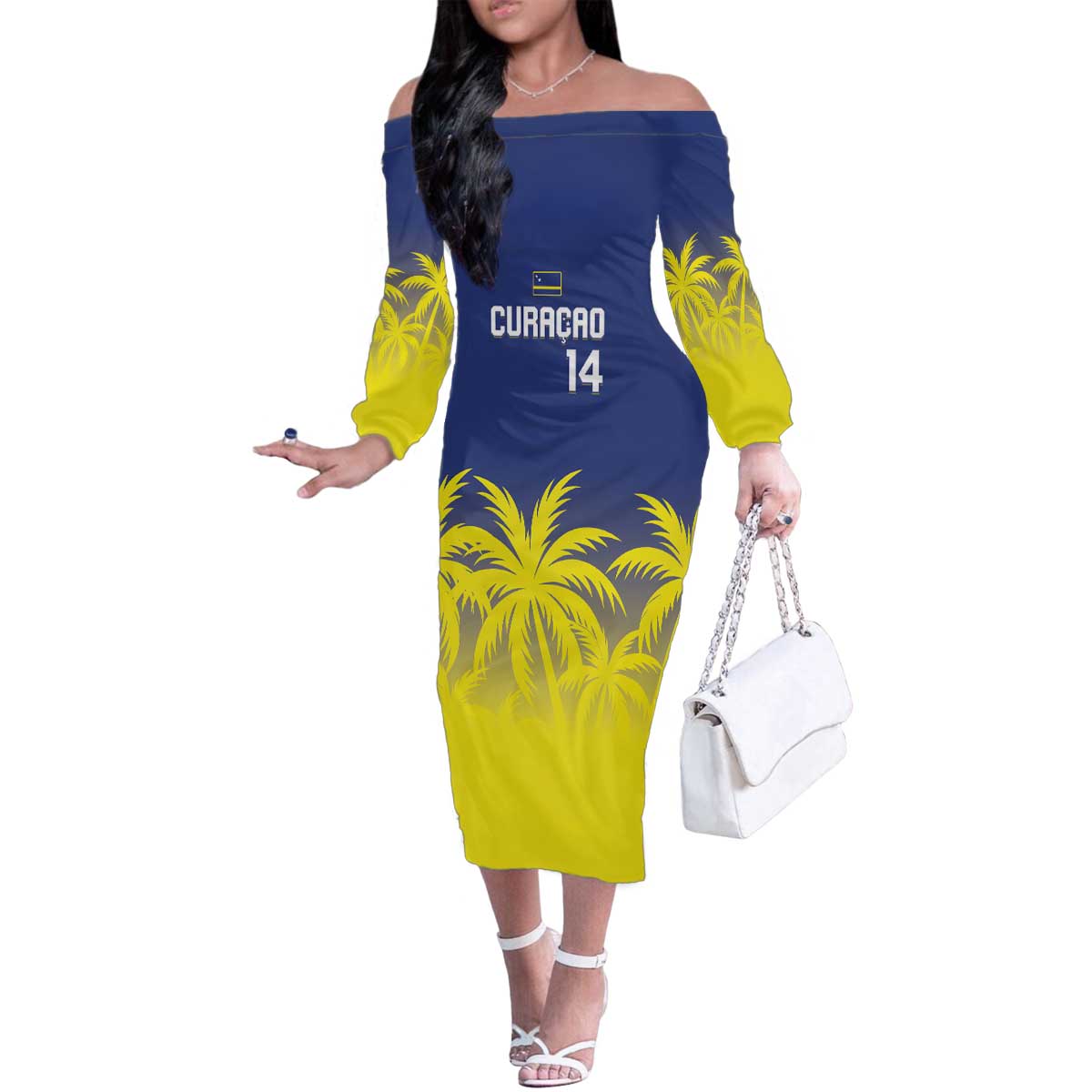 Custom Baseball Curacao Family Matching Off The Shoulder Long Sleeve Dress and Hawaiian Shirt 2025 Korsou de Palmbomen - Wonder Print Shop