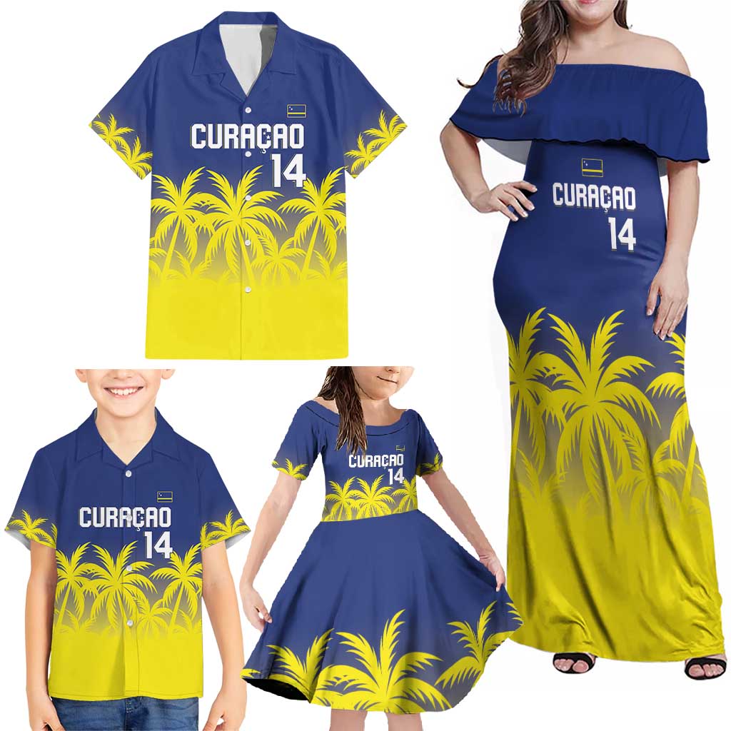 Custom Baseball Curacao Family Matching Off Shoulder Maxi Dress and Hawaiian Shirt 2025 Korsou de Palmbomen - Wonder Print Shop