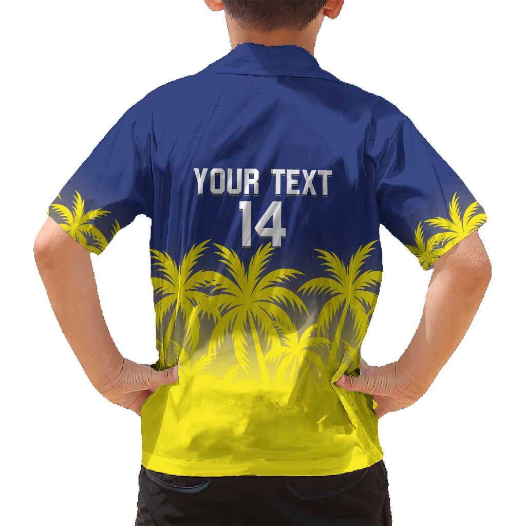 Custom Baseball Curacao Family Matching Puletasi and Hawaiian Shirt 2025 Korsou de Palmbomen - Wonder Print Shop