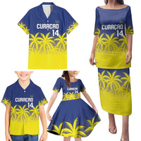 Custom Baseball Curacao Family Matching Puletasi and Hawaiian Shirt 2025 Korsou de Palmbomen - Wonder Print Shop
