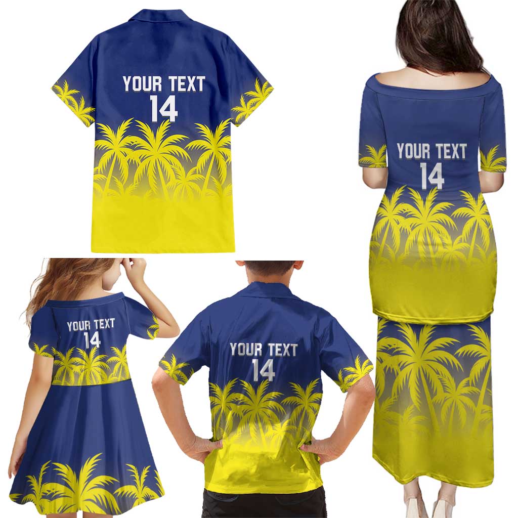 Custom Baseball Curacao Family Matching Puletasi and Hawaiian Shirt 2025 Korsou de Palmbomen - Wonder Print Shop