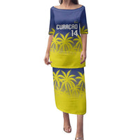 Custom Baseball Curacao Family Matching Puletasi and Hawaiian Shirt 2025 Korsou de Palmbomen - Wonder Print Shop
