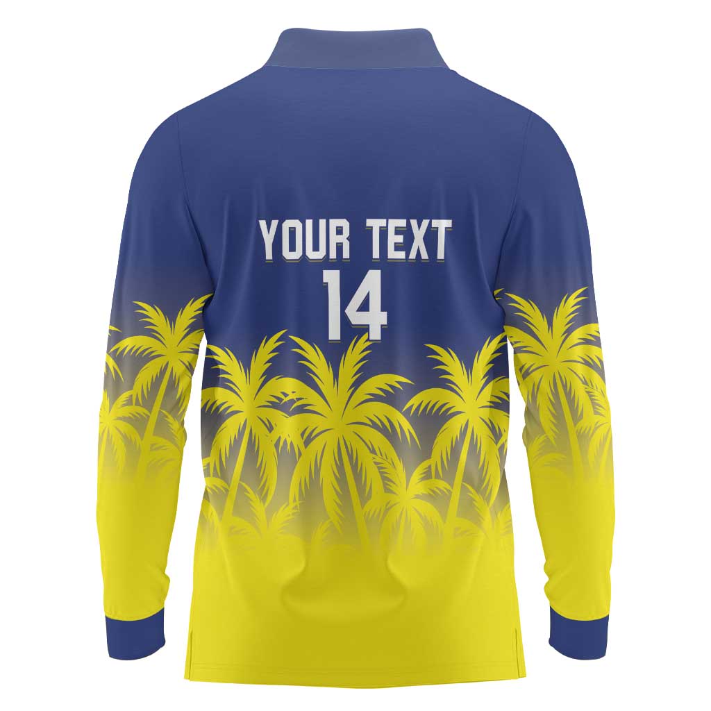 Custom Baseball Curacao Long Sleeve Polo Shirt 2025 Korsou de Palmbomen - Wonder Print Shop