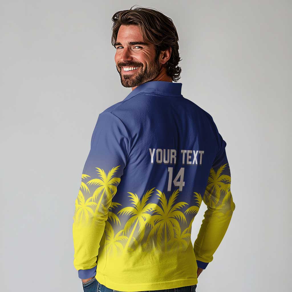 Custom Baseball Curacao Long Sleeve Polo Shirt 2025 Korsou de Palmbomen - Wonder Print Shop