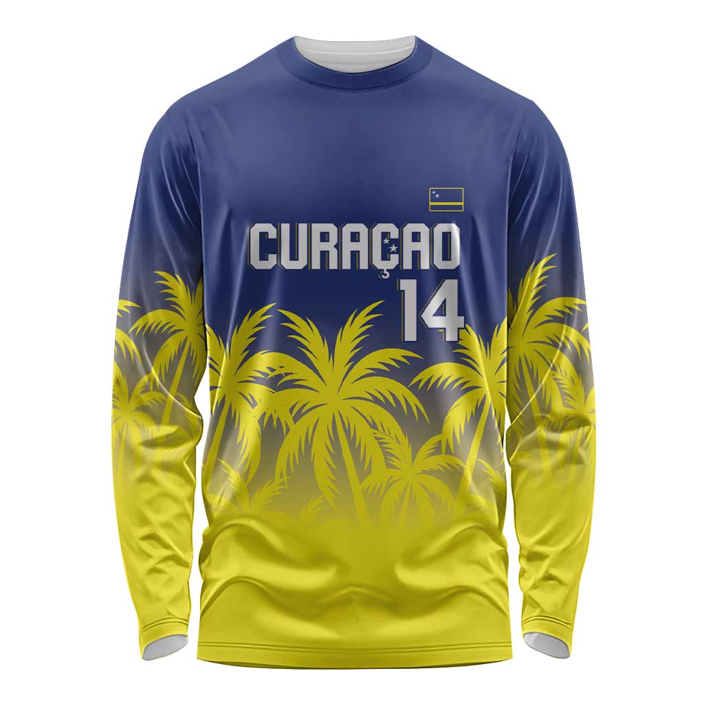 Custom Baseball Curacao Long Sleeve Shirt 2025 Korsou de Palmbomen - Wonder Print Shop