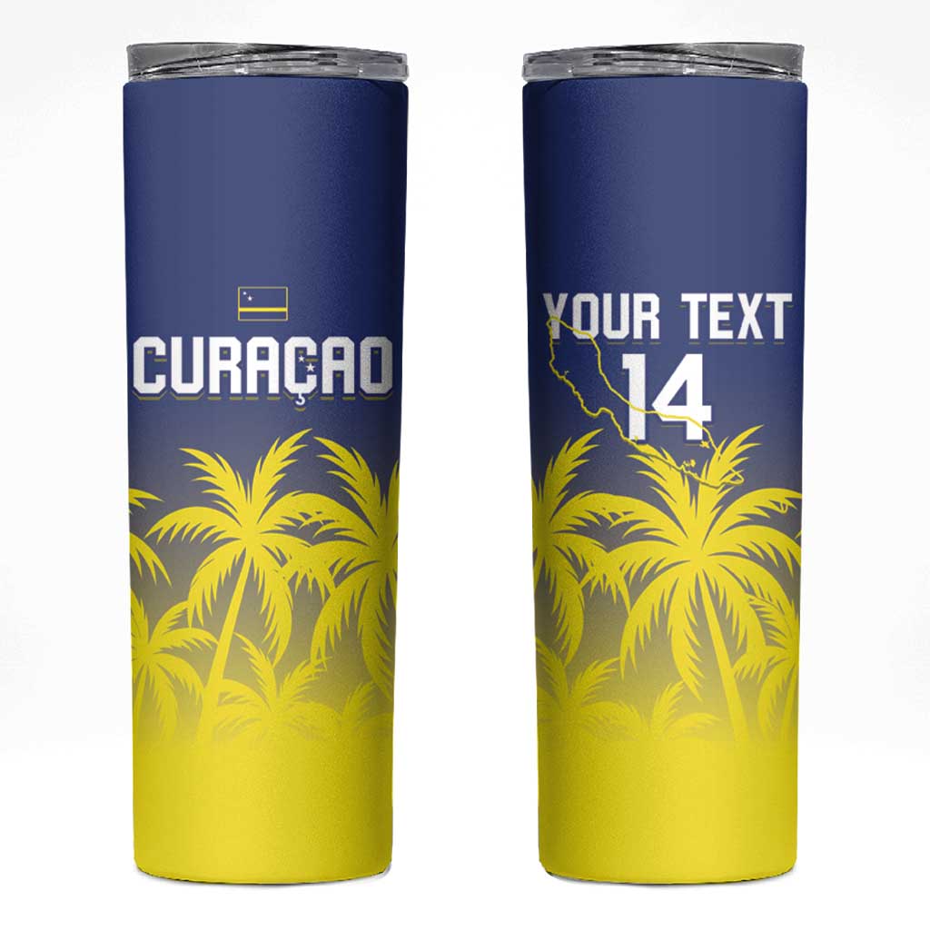 Custom Baseball Curacao Skinny Tumbler 2025 Korsou de Palmbomen - Wonder Print Shop