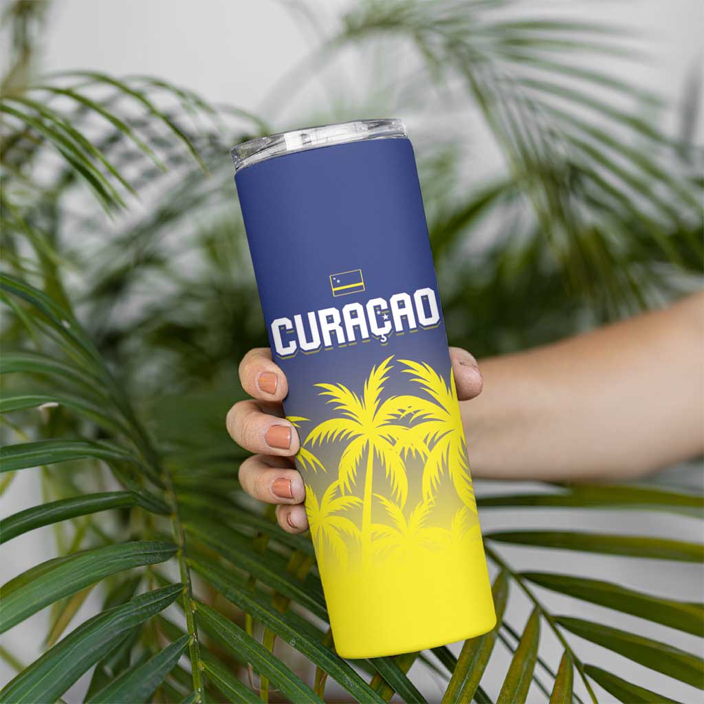 Custom Baseball Curacao Skinny Tumbler 2025 Korsou de Palmbomen - Wonder Print Shop
