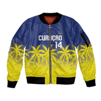 Custom Baseball Curacao Sleeve Zip Bomber Jacket 2025 Korsou de Palmbomen - Wonder Print Shop