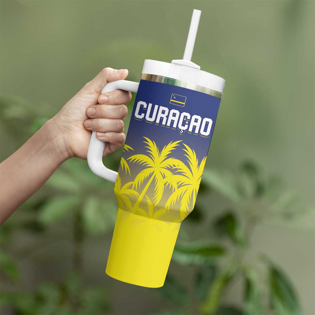 Custom Baseball Curacao Tumbler With Handle 2025 Korsou de Palmbomen - Wonder Print Shop