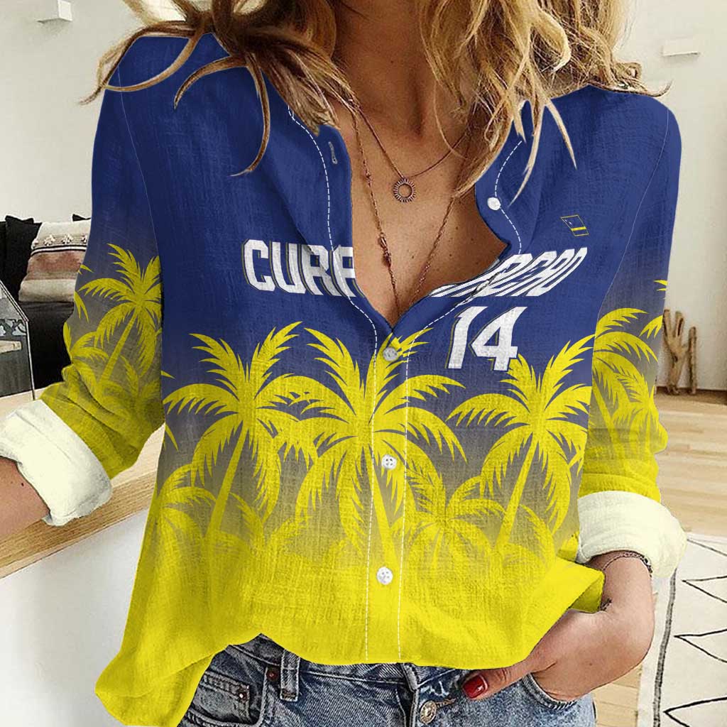 Custom Baseball Curacao Women Casual Shirt 2025 Korsou de Palmbomen - Wonder Print Shop