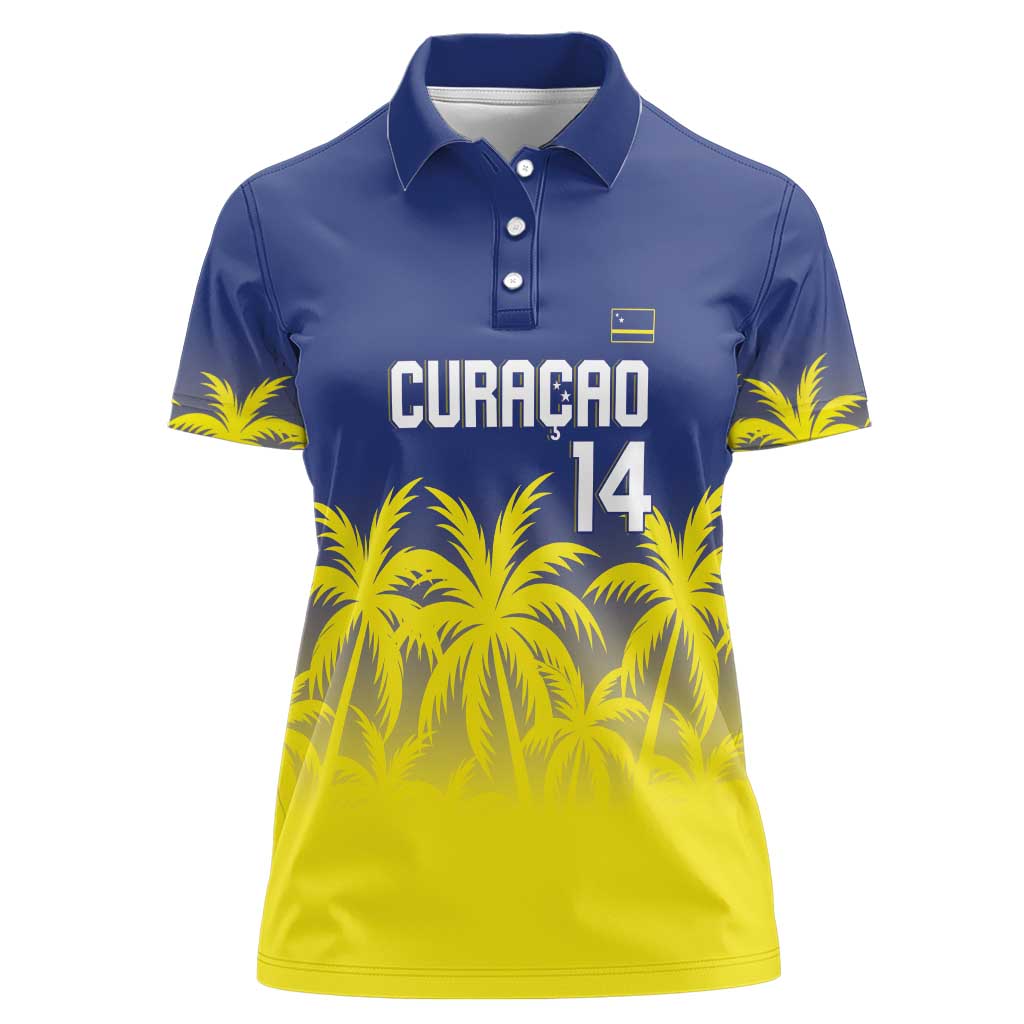 Custom Baseball Curacao Women Polo Shirt 2025 Korsou de Palmbomen - Wonder Print Shop
