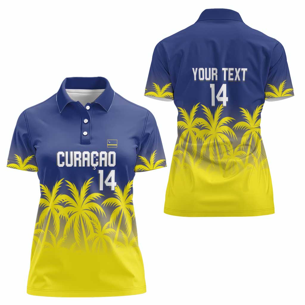 Custom Baseball Curacao Women Polo Shirt 2025 Korsou de Palmbomen - Wonder Print Shop