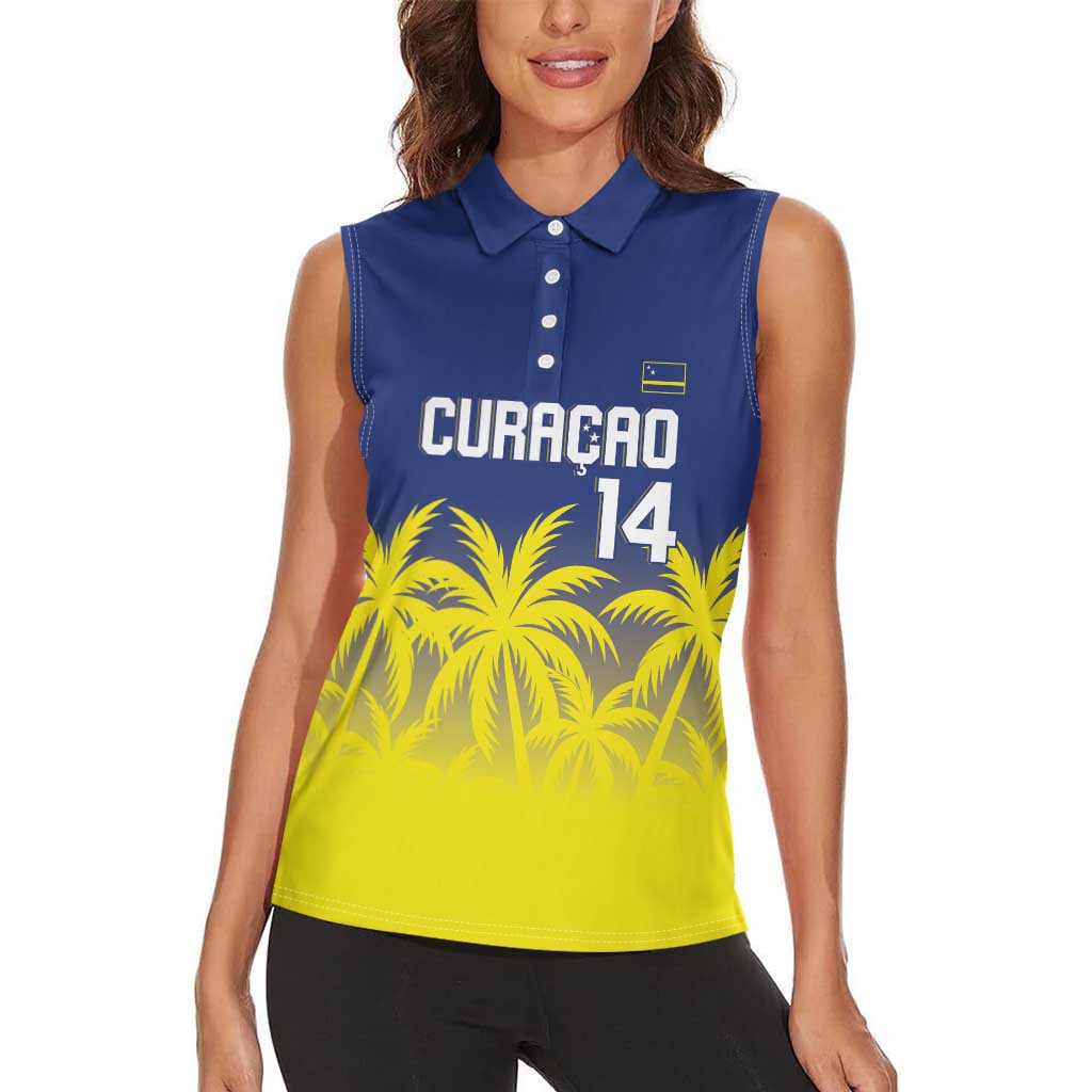 Custom Baseball Curacao Women Sleeveless Polo Shirt 2025 Korsou de Palmbomen - Wonder Print Shop
