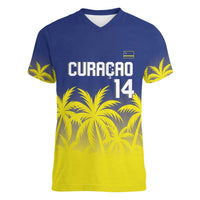 Custom Baseball Curacao Women V-Neck T-Shirt 2025 Korsou de Palmbomen - Wonder Print Shop