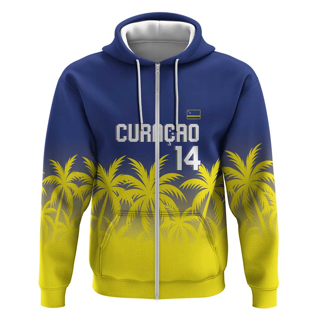 Custom Baseball Curacao Zip Hoodie 2025 Korsou de Palmbomen - Wonder Print Shop
