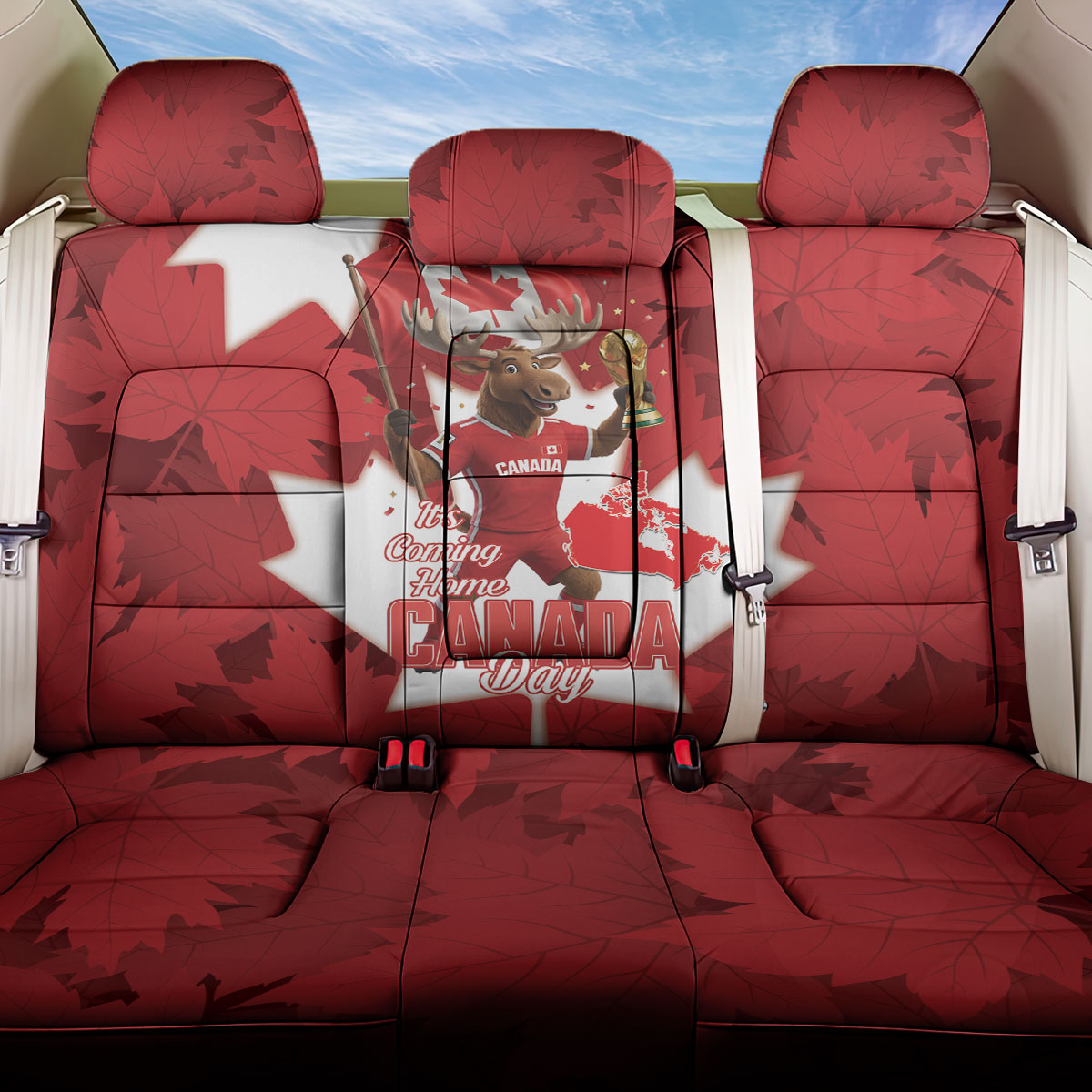 Canada Day Proud 2026 Back Car Seat Cover Canadian Moose Soccer Is Coming Home