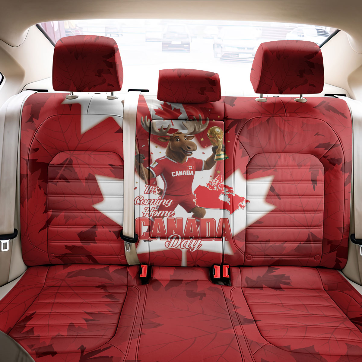 Canada Day Proud 2026 Back Car Seat Cover Canadian Moose Soccer Is Coming Home