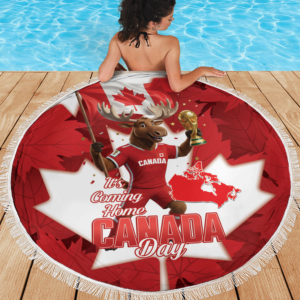 Canada Day Proud 2026 Beach Blanket Canadian Moose Soccer Is Coming Home