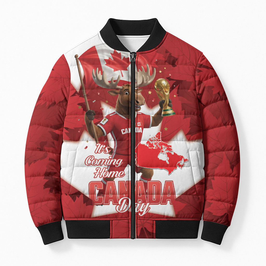 Canada Day Proud 2026 Bomber Puffer Jacket Canadian Moose Soccer Is Coming Home