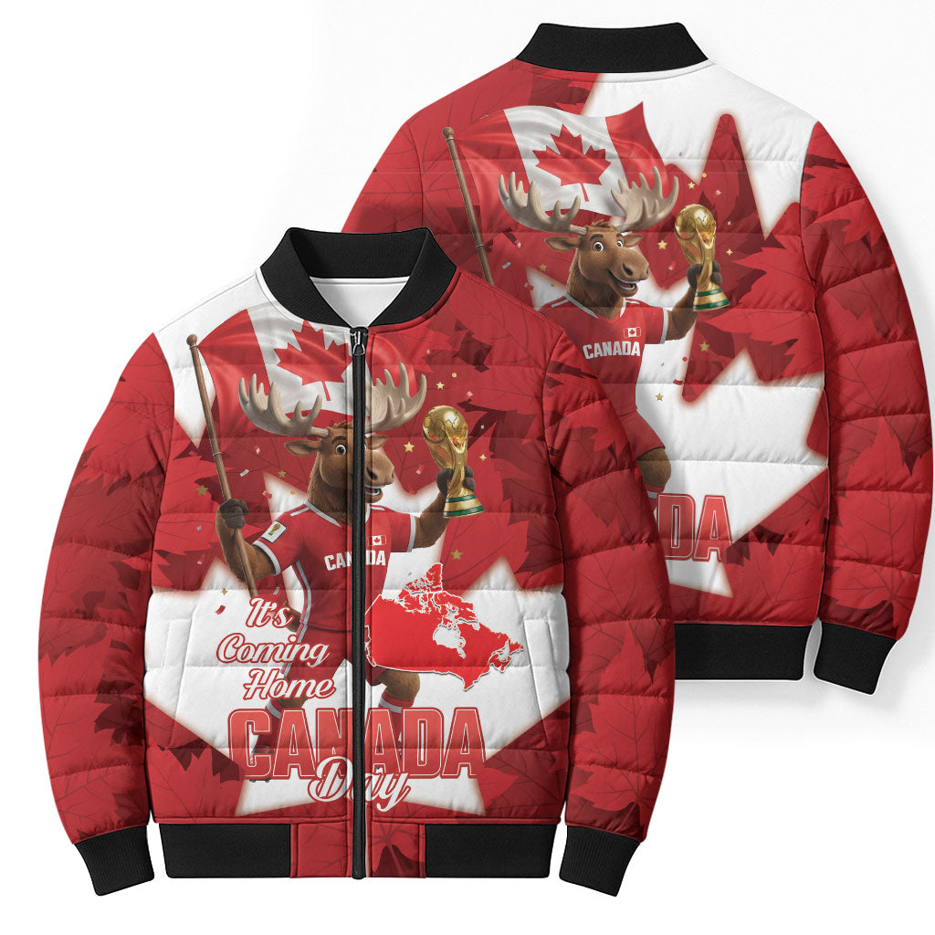 Canada Day Proud 2026 Bomber Puffer Jacket Canadian Moose Soccer Is Coming Home