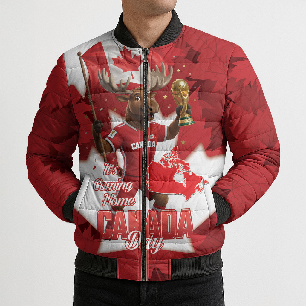 Canada Day Proud 2026 Bomber Puffer Jacket Canadian Moose Soccer Is Coming Home