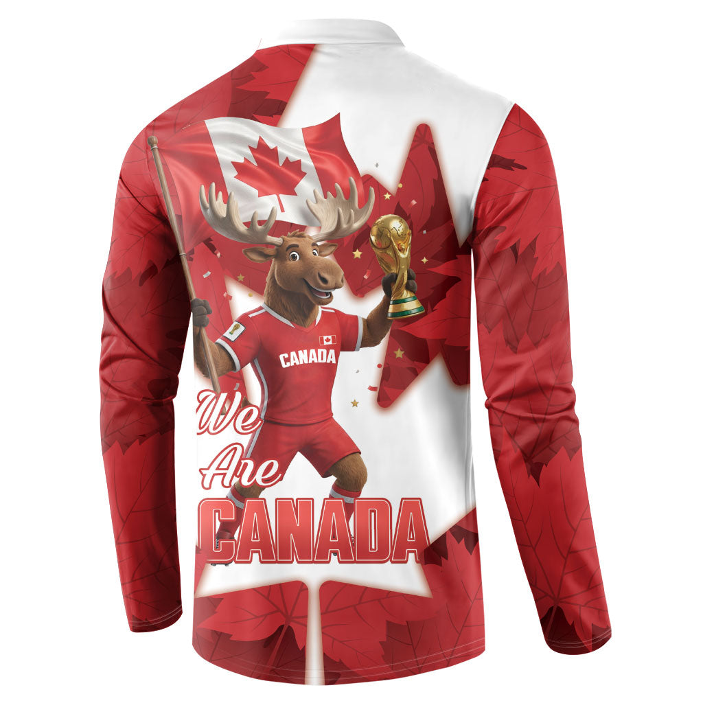 Canada Day Proud 2026 Button Sweatshirt Canadian Moose Soccer Is Coming Home