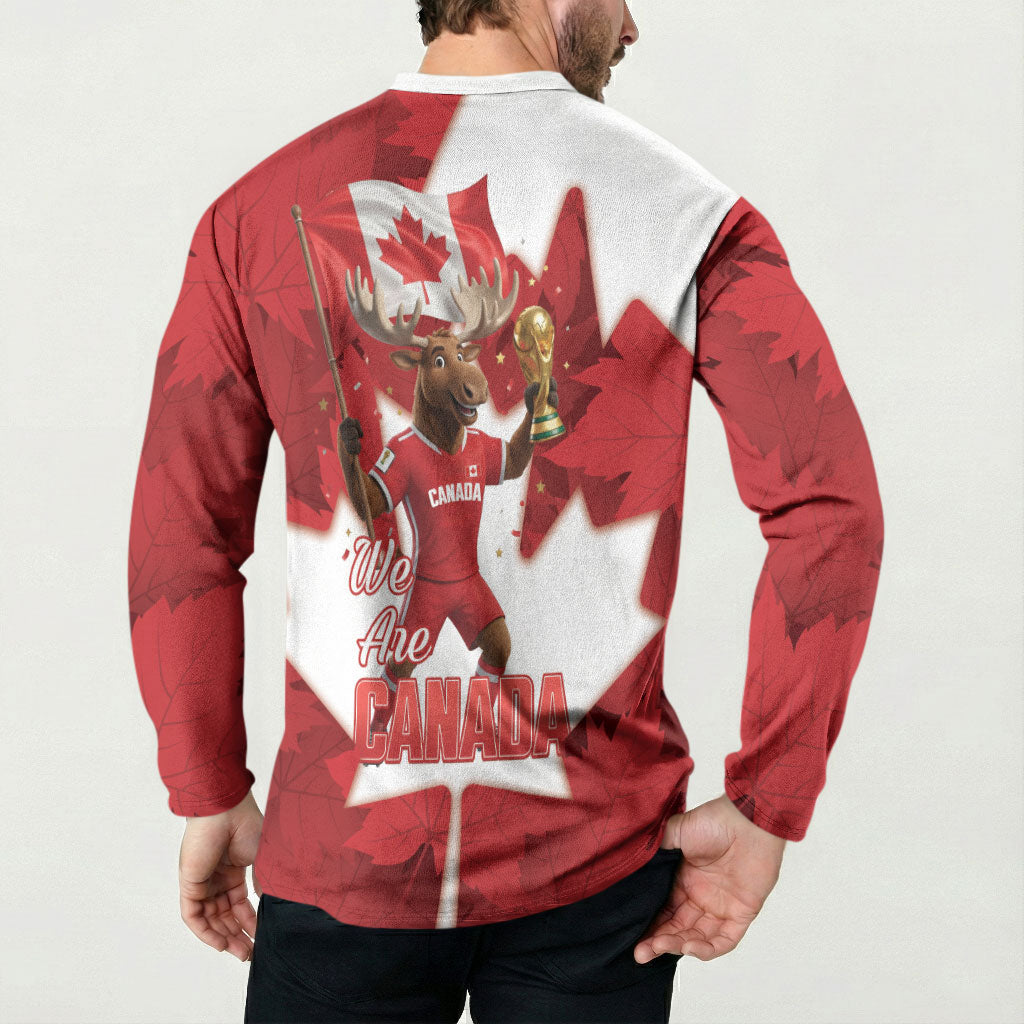 Canada Day Proud 2026 Button Sweatshirt Canadian Moose Soccer Is Coming Home