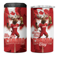 Canada Day Proud 2026 4 in 1 Can Cooler Tumbler Canadian Moose Soccer Is Coming Home