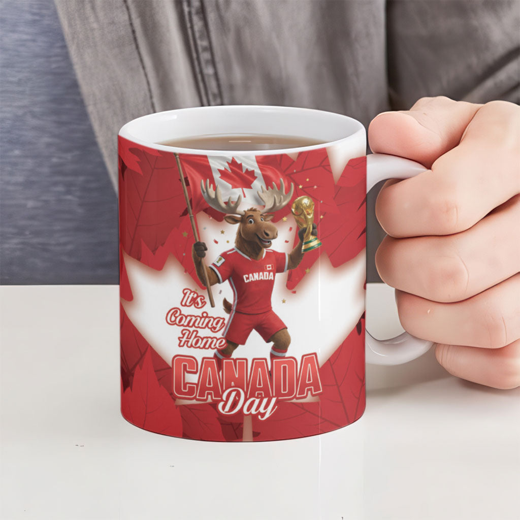 Canada Day Proud 2026 Ceramic Mug Canadian Moose Soccer Is Coming Home