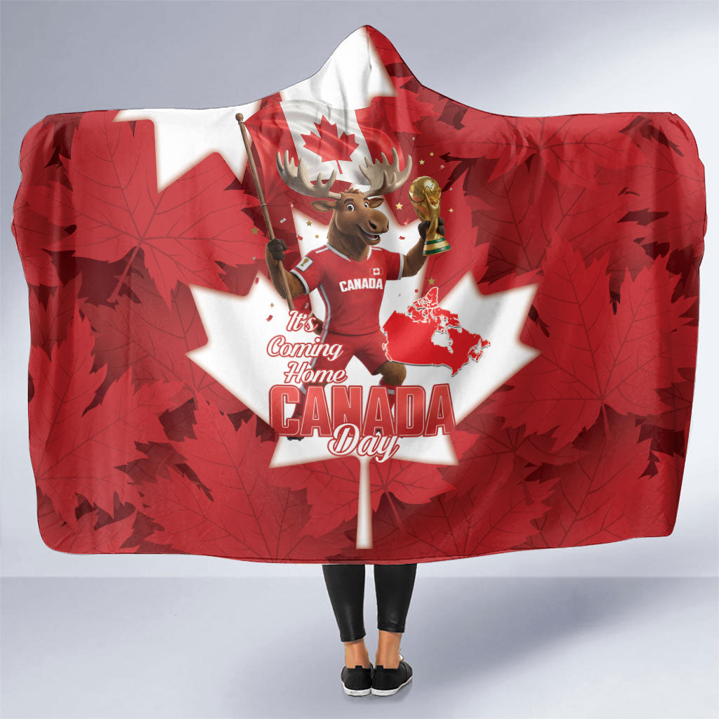 Canada Day Proud 2026 Hooded Blanket Canadian Moose Soccer Is Coming Home