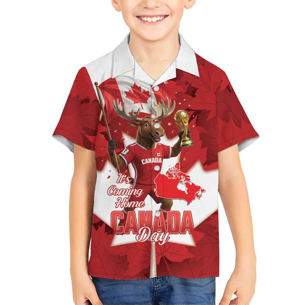 Canada Day Proud 2026 Kid Hawaiian Shirt Canadian Moose Soccer Is Coming Home