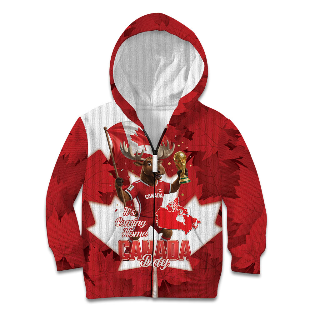 Canada Day Proud 2026 Kid Hoodie Canadian Moose Soccer Is Coming Home
