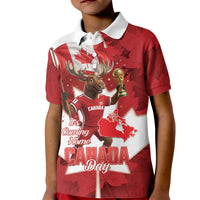 Canada Day Proud 2026 Kid Polo Shirt Canadian Moose Soccer Is Coming Home