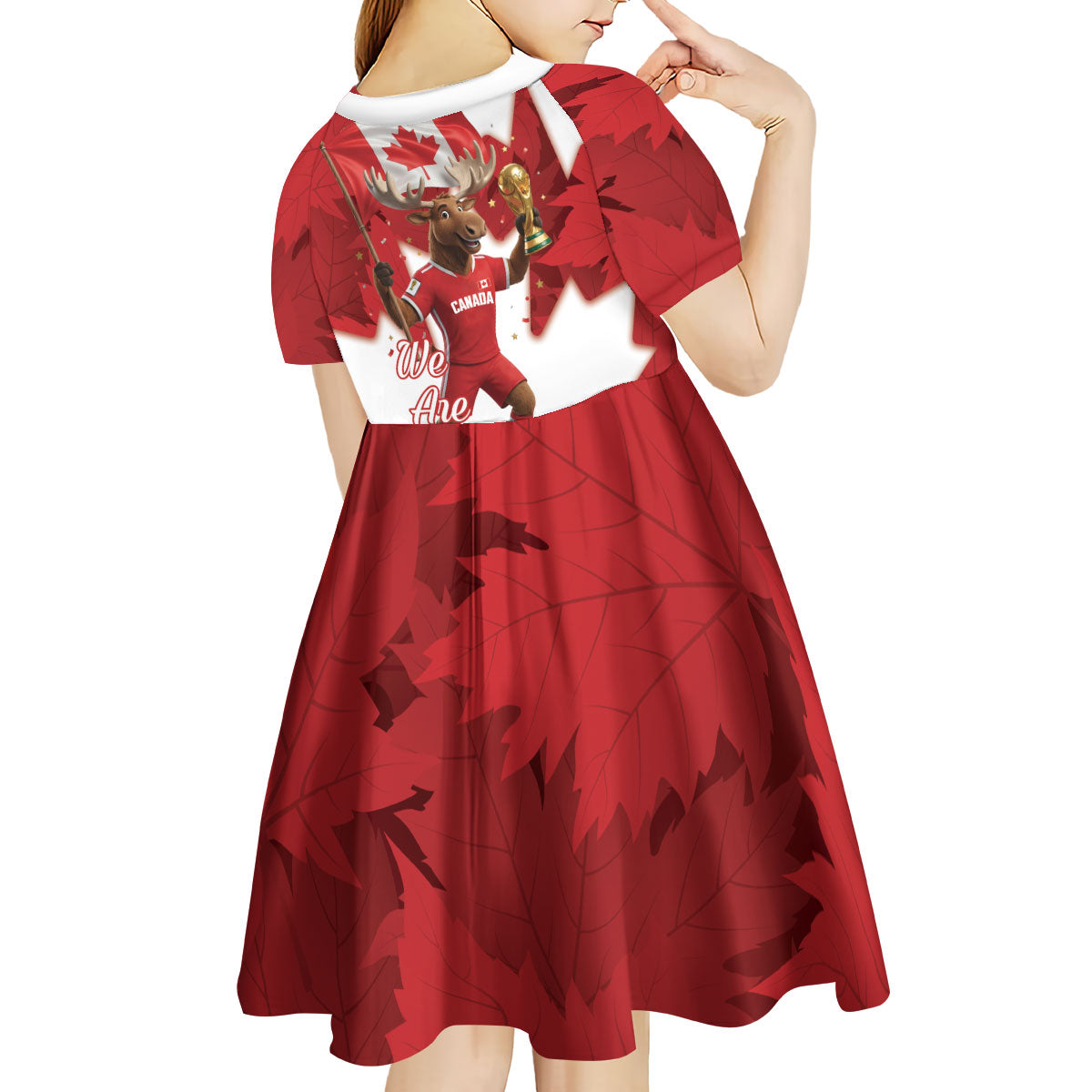 Canada Day Proud 2026 Kid Short Sleeve Dress Canadian Moose Soccer Is Coming Home
