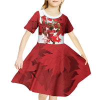 Canada Day Proud 2026 Kid Short Sleeve Dress Canadian Moose Soccer Is Coming Home