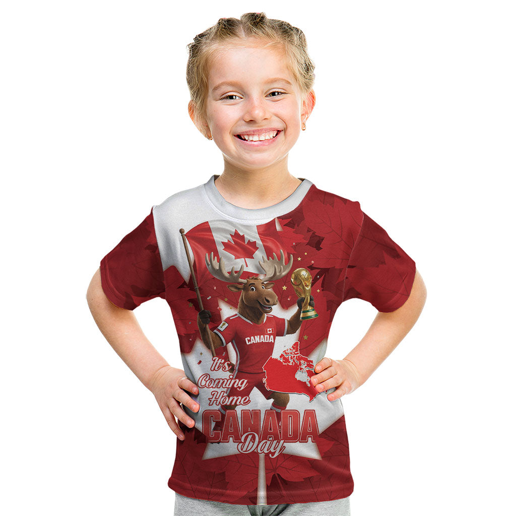 Canada Day Proud 2026 Kid T Shirt Canadian Moose Soccer Is Coming Home