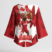 Canada Day Proud 2026 Kimono Sleeve Blouse Canadian Moose Soccer Is Coming Home