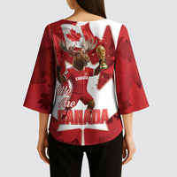 Canada Day Proud 2026 Kimono Sleeve Blouse Canadian Moose Soccer Is Coming Home