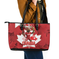 Canada Day Proud 2026 Leather Tote Bag Canadian Moose Soccer Is Coming Home
