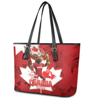 Canada Day Proud 2026 Leather Tote Bag Canadian Moose Soccer Is Coming Home