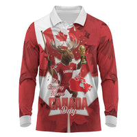 Canada Day Proud 2026 Long Sleeve Polo Shirt Canadian Moose Soccer Is Coming Home