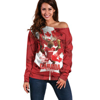 Canada Day Proud 2026 Off Shoulder Sweater Canadian Moose Soccer Is Coming Home