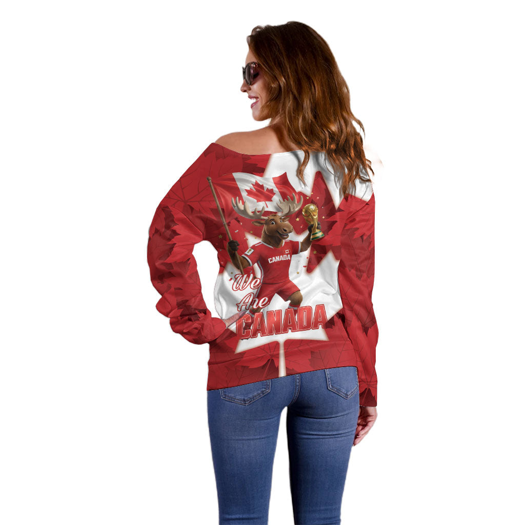 Canada Day Proud 2026 Off Shoulder Sweater Canadian Moose Soccer Is Coming Home
