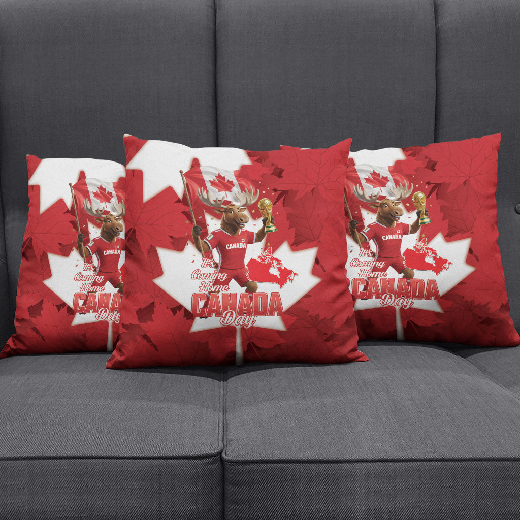 Canada Day Proud 2026 Pillow Cover Canadian Moose Soccer Is Coming Home