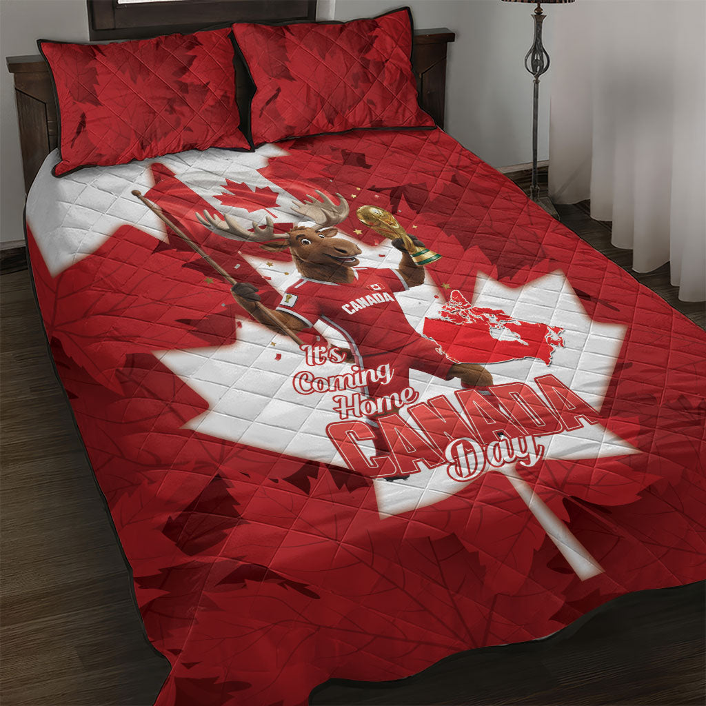 Canada Day Proud 2026 Quilt Bed Set Canadian Moose Soccer Is Coming Home