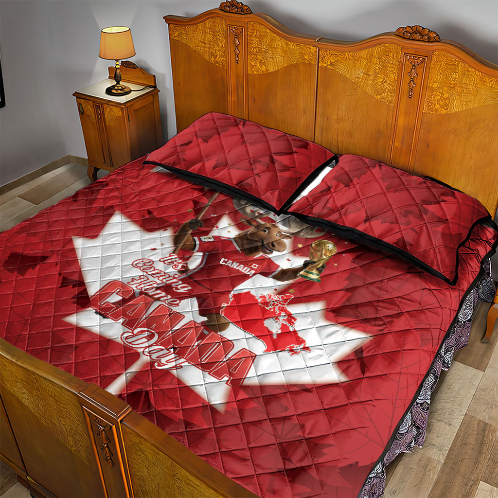 Canada Day Proud 2026 Quilt Bed Set Canadian Moose Soccer Is Coming Home