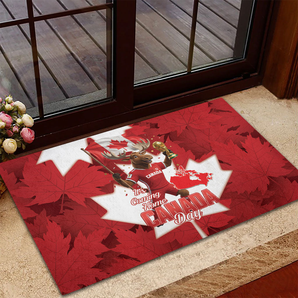 Canada Day Proud 2026 Rubber Doormat Canadian Moose Soccer Is Coming Home