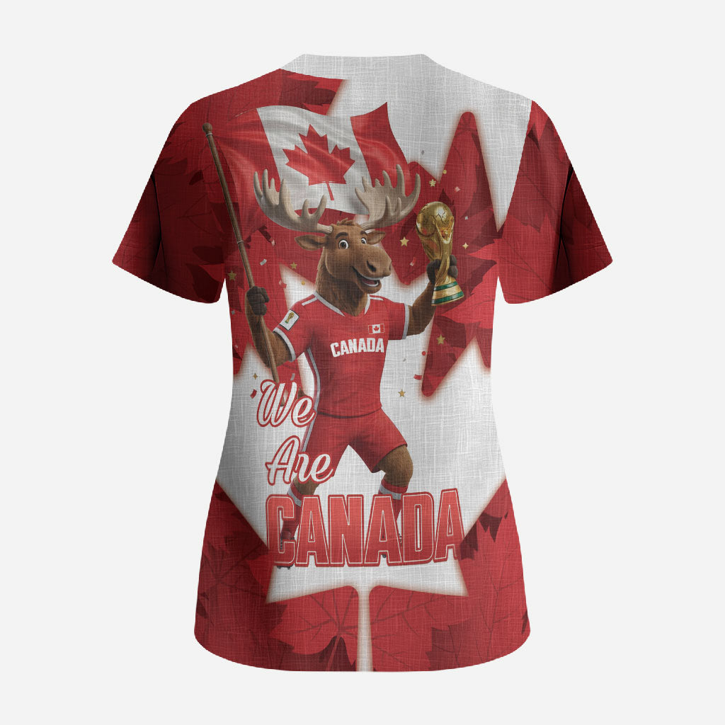 Canada Day Proud 2026 Scrub Top Canadian Moose Soccer Is Coming Home