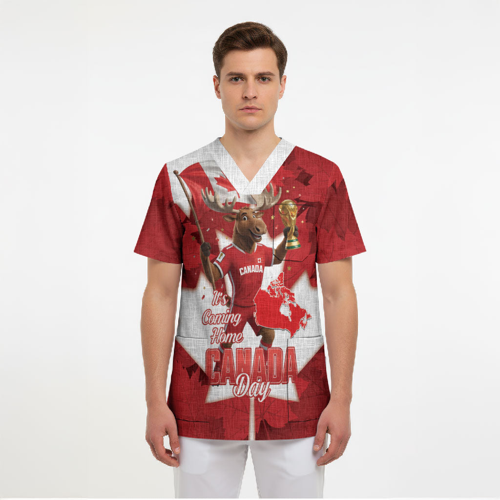 Canada Day Proud 2026 Scrub Top Canadian Moose Soccer Is Coming Home